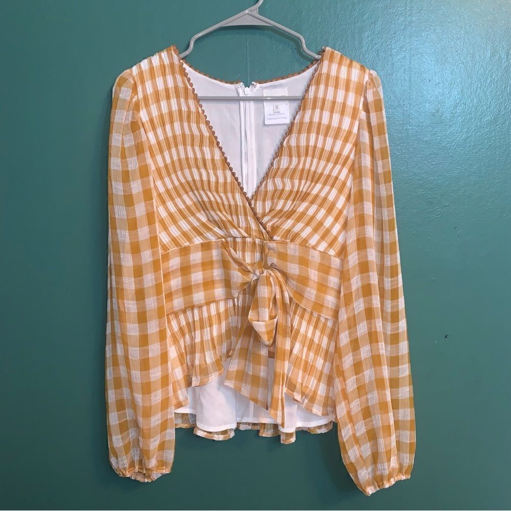Plaid V Neck Blouse Find Me Now Small
